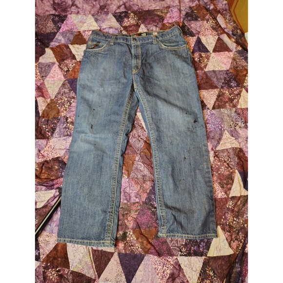 Ariat Other - Ariat FR M4 Boot Cut Jeans Mens 40x30 Blue Work Wear Western Relaxed Low Rise